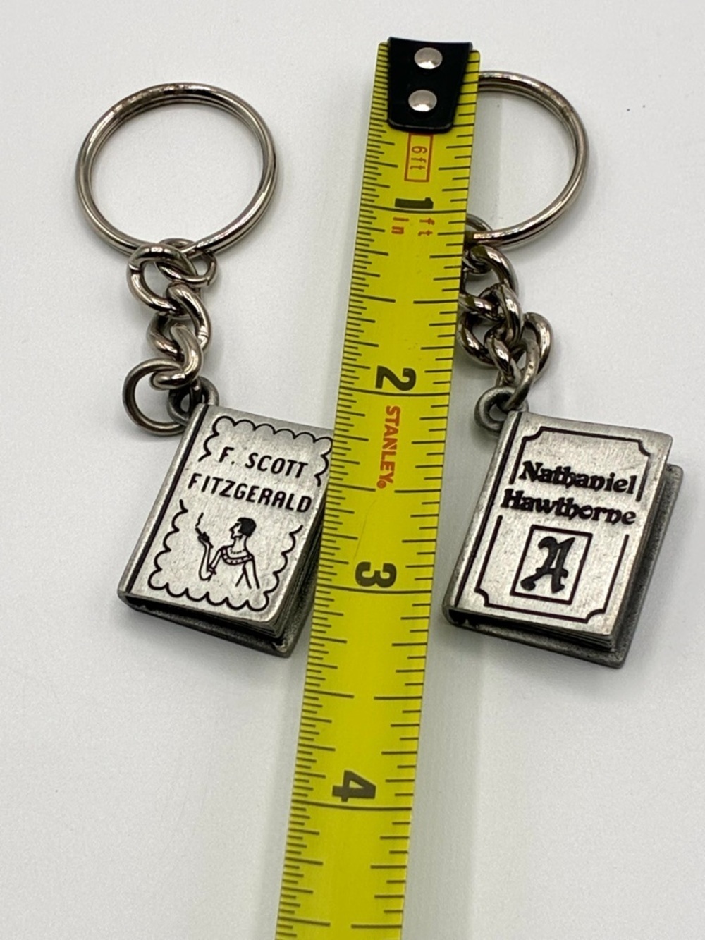 Novelkeys Pewter Book Keychains Set of 2 Vintage Literary Quote Charms USA - Picture 3 of 5